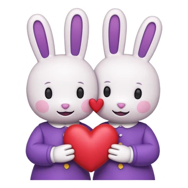white and purple miffy in love emoji sticker