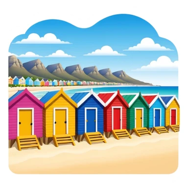 Cape Town beach with colorful huts sticker