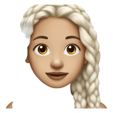 Young woman with long white braided hair vitiligo Skin brown eyes sticker