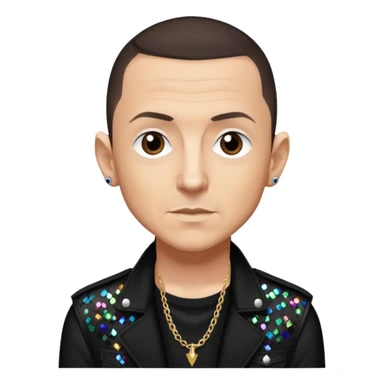 Chester Bennington with dark brown hair, black sequin tour outfit sticker