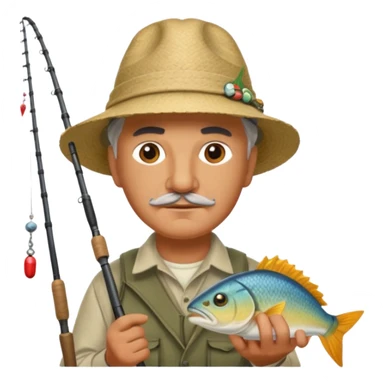 William Faulkner fishing. There is a pharaoh's headdress, a nemes, on his hook sticker