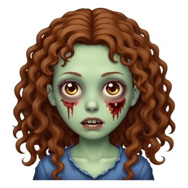 girl zombie with long brown curly hair sticker