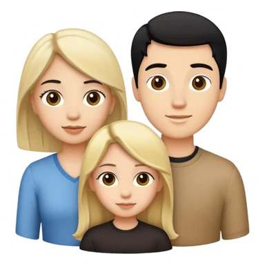 Family - Woman: Light Skin Tone and black hair, Girl: Light Skin Tone and blonde hair, Boy: Light Skin Tone and brown hair sticker