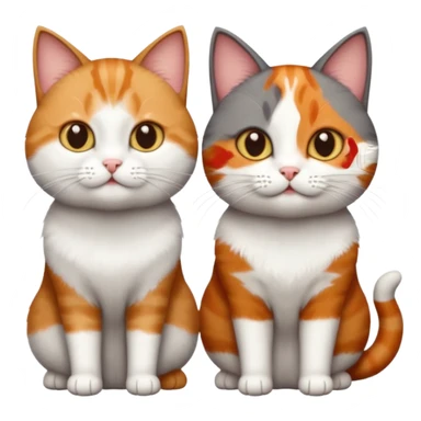 3 different coloured short haired cats including; a dark brown tabby and white cat, and a dark grey and white and a ginger and white sticker