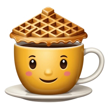 steaming cup of coffee with Waffle House logo sticker