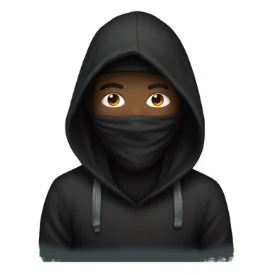 Hacker wearing black hoodie and bandana over mouth sticker