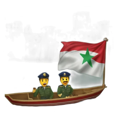 Marocains dans un bateau pneumatique avec drapeaux du Maroc et la police dans un bateau à l'arrière les coursant sticker