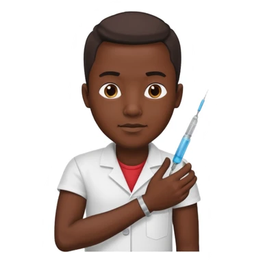 African man putting needle in his arm for medicine reason  sticker