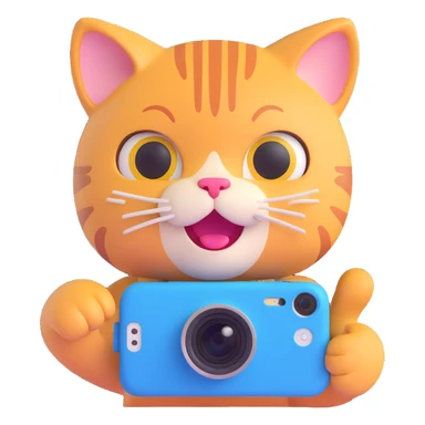 cat taking a selfie, 3D emoji style sticker