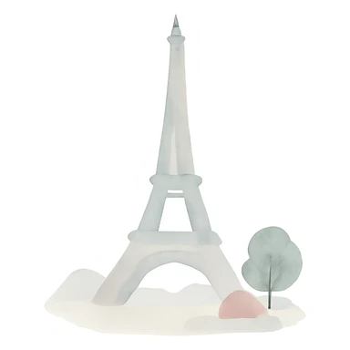 Eiffel Tower watercolor art style sticker