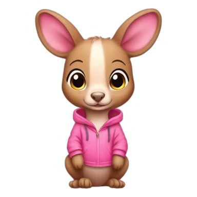 Pink haired pigtail kangaroo with cute pink clothes sticker