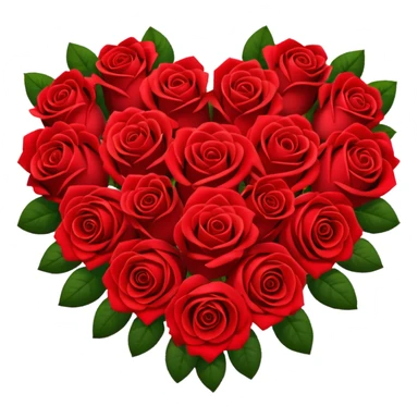 bouquet of red roses arranged in a heart shape sticker