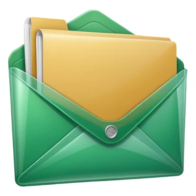 A simple emoji-style icon of a transparent green plastic gym folder envelope, slightly open, with clean edges, soft shine, and subtle shading, conveying fitness organization and active lifestyle. sticker