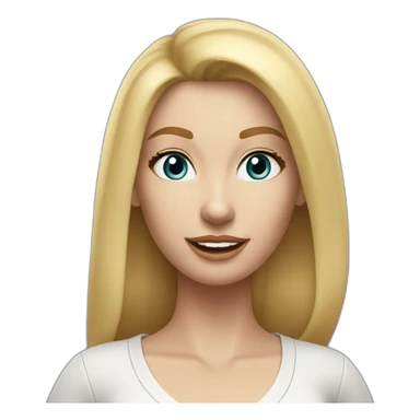 hyperrealistic caucasian long blonde woman white v-neck top gray tight mini skirt walking to camera sticker