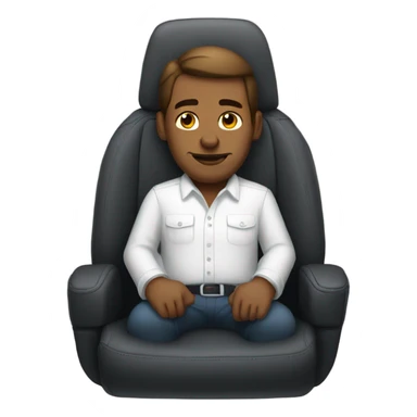 man in white button-down shirt sitting in a car seat sticker