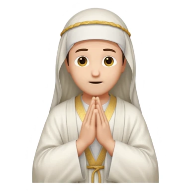 fullbody Pharisee, praying, hands together, long robe, head covering, standing, emoji style sticker