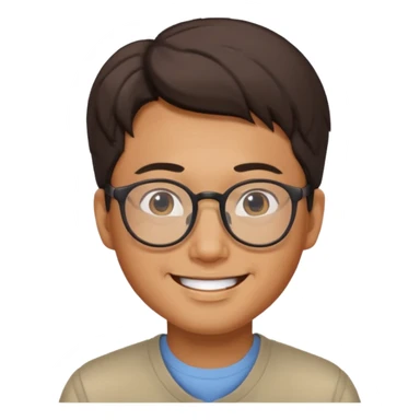 Korean man with glasses, smiling sticker