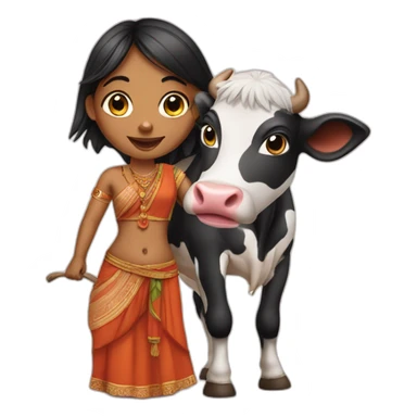 Indian girl with cow sticker