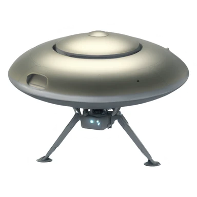 UFO-shaped drone, saucer shape with metallic surface sticker