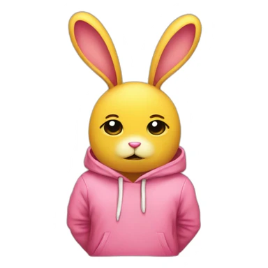 Sad Pink rabbit, wears yellow teeshirt sticker