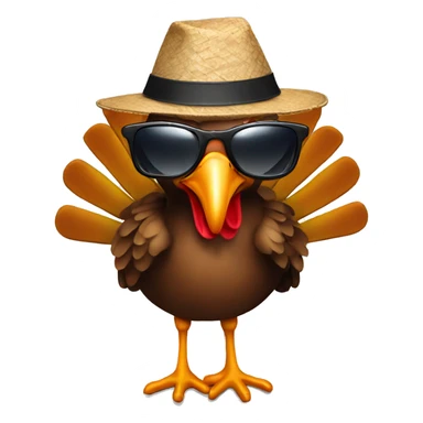 Turkey with sunglasses and hat sticker