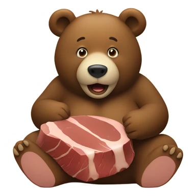 fat bear eating steak sticker