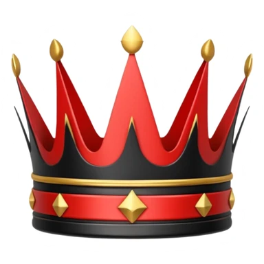 sleek minimalist crown icon, black and red, sharp edges, serpent coiled around crown, symbolizing supreme leadership and power, clean lines, high contrast, flat design, emoji style sticker