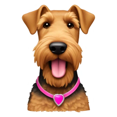 Airedale Terrier with pink Robin sticker