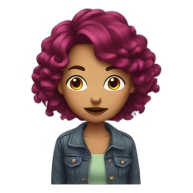 Girl maroon hair vaping sticker