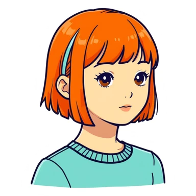 Orange hair girl with short bangs sticker