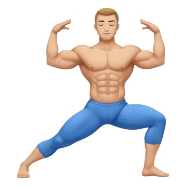 bodybuilder blue short warrior-II yoga pose sticker