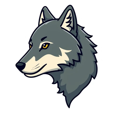 wolf head in profile view, side view of wolf face sticker