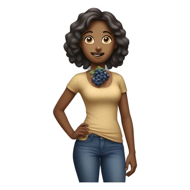 tan girl eating blueberries while standing sticker