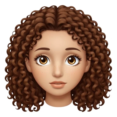 dark brown curly hair with dark brown eyes and long lashes with freckle and light brown skin sticker