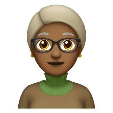 Black elderly woman with a green sweater and light brown beani who is slightly overweight  sticker