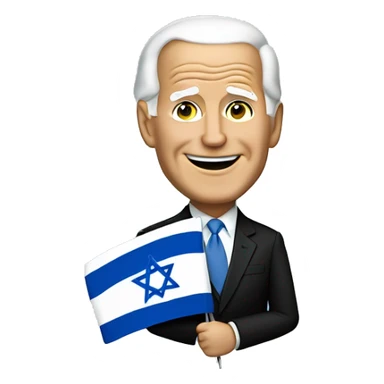 Joe Biden holding Israeli flag  sticker