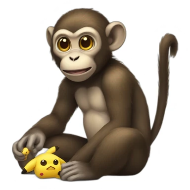 Monkey eating pikachu sticker