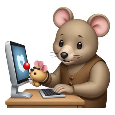 mouse and bear working on computer sticker