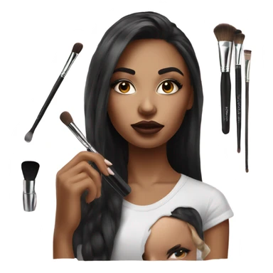 Hyper Realistic beautiful girl doing make up sticker