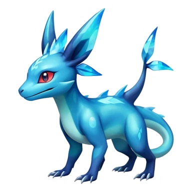 Colorful Iridescent Exotic Salandit-Aurorus-Glaceon-Fakémon-hybrid-creature (full body)  sticker