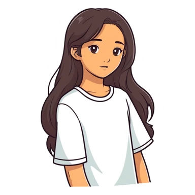 Tan dark hair girl with long hair sticker