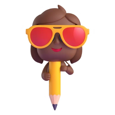 A big pencil with a kitten in sunglasses sticker