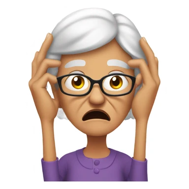 angry grandma cover her ears with her hand sticker