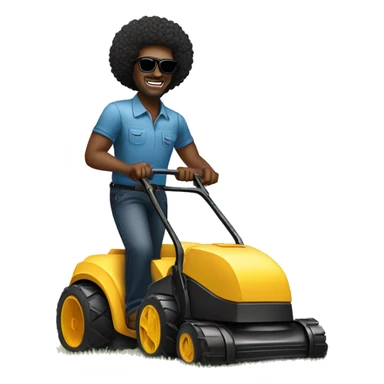 Black man with afro and sunglasses mowing sticker