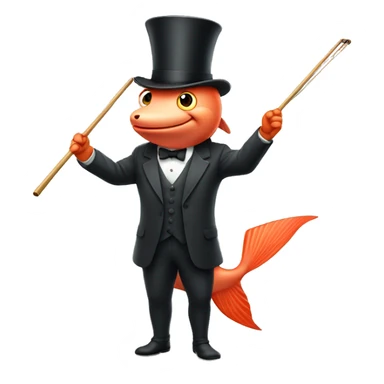 Standing salmon with top hat and cane sticker