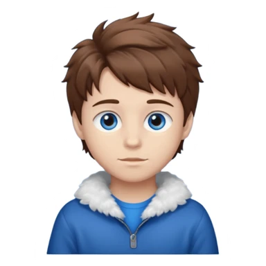 Fluffy brown hair whit blue eyes boy sticker
