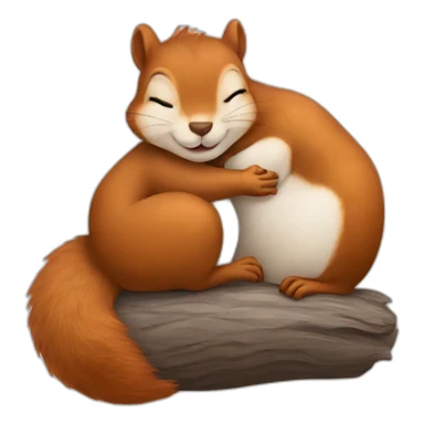 squirrel sleeps hugging a bump sticker