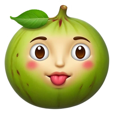An emoji face kissing a fig fruit  sticker