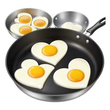 cooking pan with double heart-shaped eggs sticker