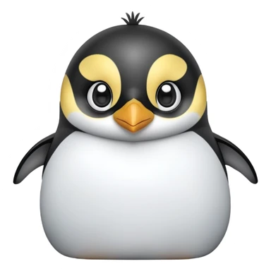 cinematic-cute-emperor-penguin-portrait-emoji,-head-tilted-playfully-and-inquisitively,-with-glossy,-pristine-plumage,-sparkling-eyes-filled-with-curiosity,-simplified-yet-irresistibly-adorable-features, black, large black eyes face, zoomed in sticker